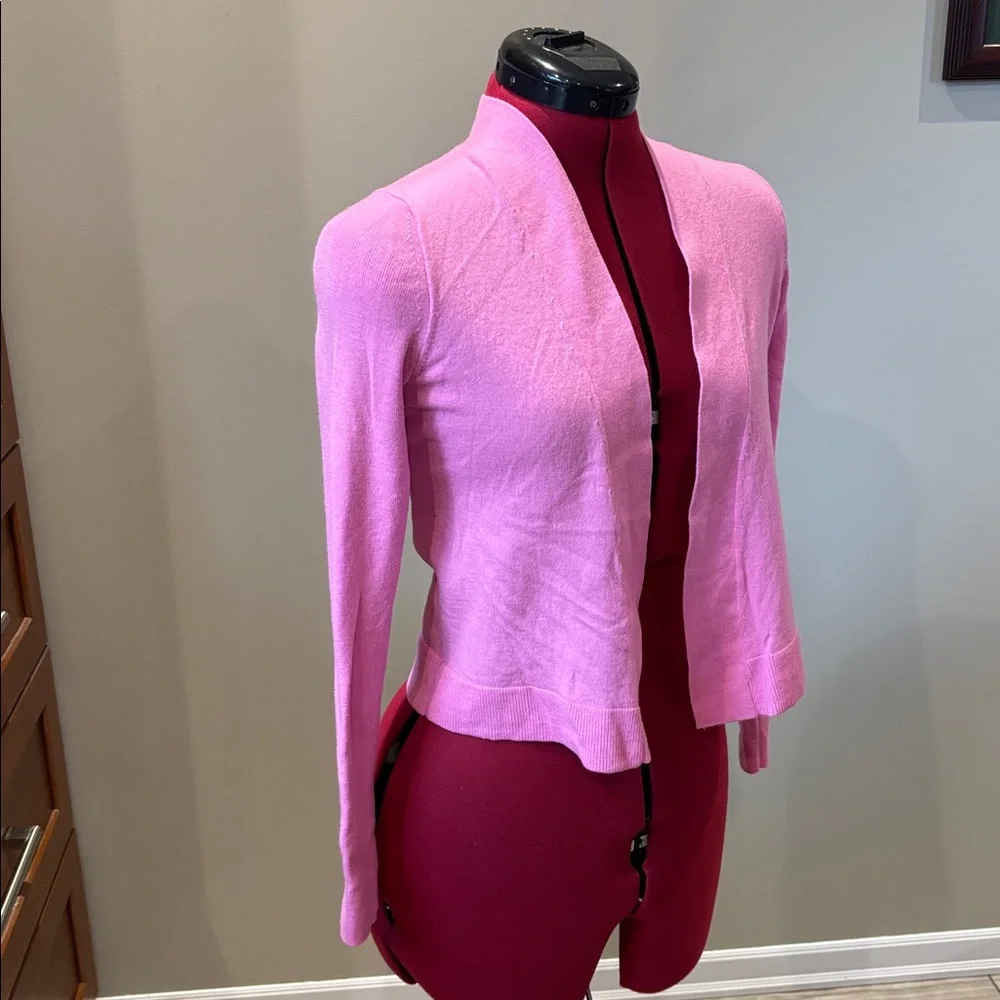 Pristine 🌷 Banana Republic Bubblegum Pink Open Wool Cardigan Sz S - Picture 2 of 10